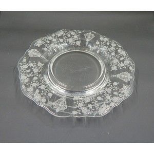Cambridge Rose Point Pattern Etched Clear Glass Underplate 7 Inch